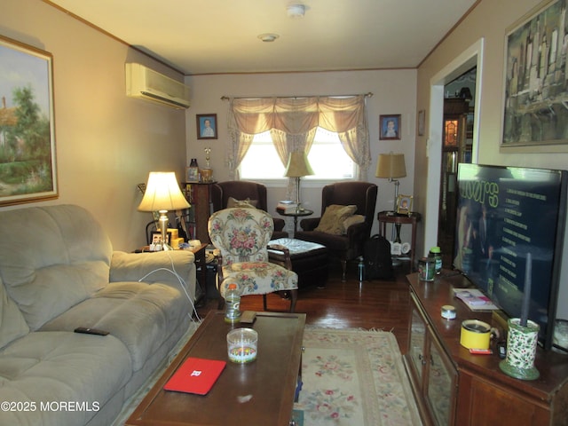 138 N Cooks Bridge Rd, Jackson, NJ 08527 - living area featuring an AC wall unit and wood finished floors