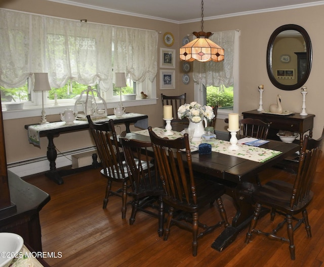 503 Page Ave, Allenhurst, NJ 07711 - dining area with wood finished floors, crown molding, and a baseboard radiator