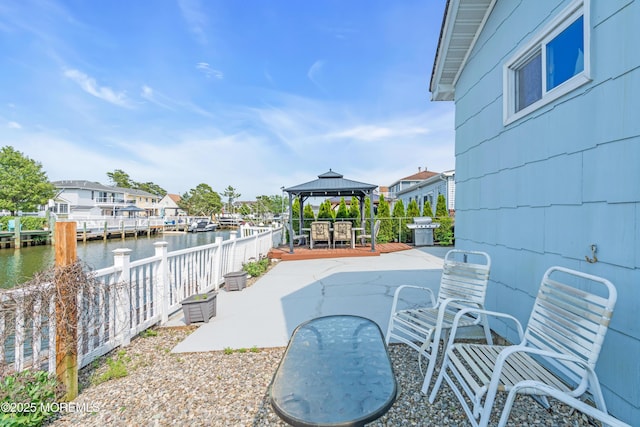 21 Clearwater Way, Toms River, NJ 08753 - view of patio / terrace with a gazebo, a water view, and area for grilling