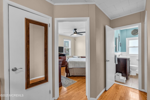 143 Emerson St, Carteret, NJ 07008 - corridor featuring crown molding and light wood-style flooring