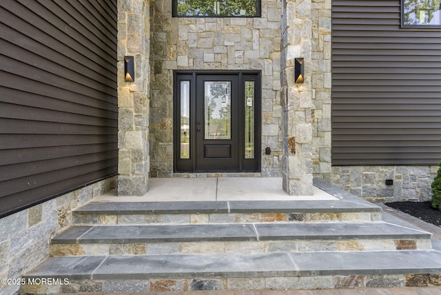 4 Penny Ct, East Brunswick, NJ 08816 - entrance to property featuring stone siding