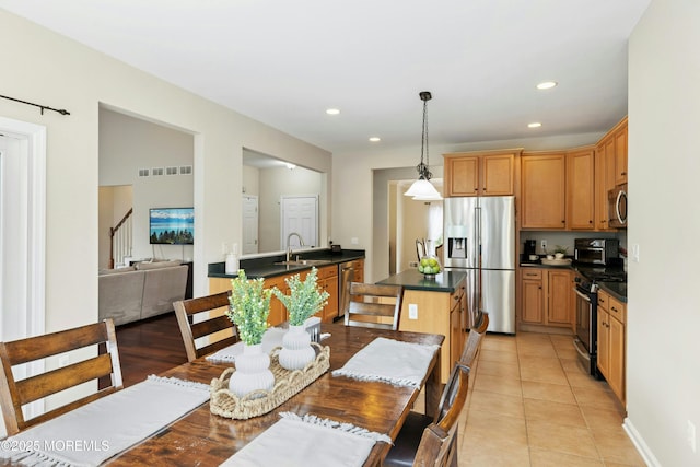 7 Topaz Dr, Jackson, NJ 08527 - dining area featuring stairway, recessed lighting, and light tile patterned floors