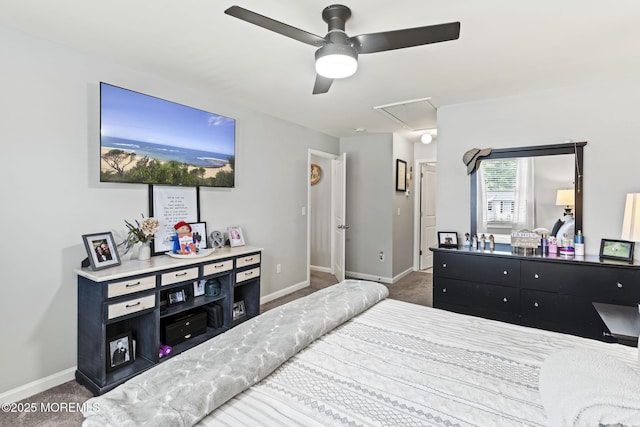 62 E 5th St, Howell, NJ 07731 - carpeted bedroom featuring attic access, baseboards, and ceiling fan