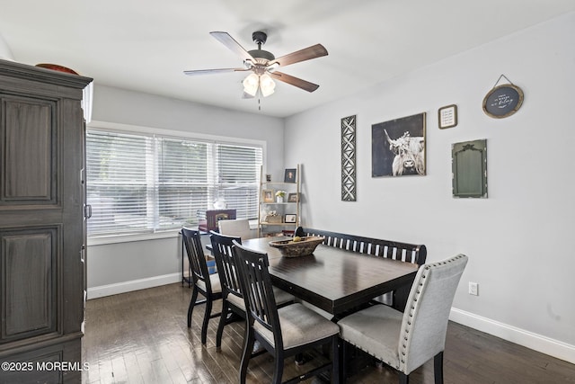 62 E 5th St, Howell, NJ 07731 - dining area with ceiling fan, baseboards, and dark wood finished floors