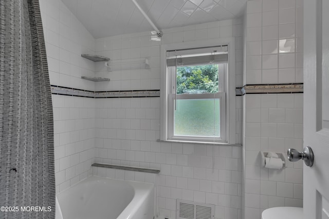 7 Elizabeth Pkwy, Eatontown, NJ 07724 - bathroom featuring tile walls, toilet, and shower / bathtub combination