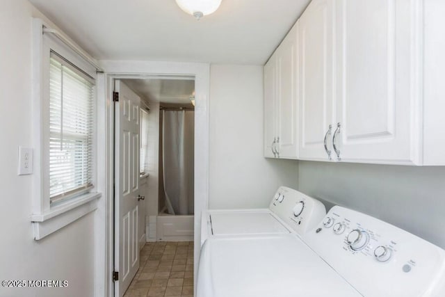 147 Joseph St, East Brunswick, NJ 08816 - laundry room featuring separate washer and dryer, cabinet space, and light tile patterned floors