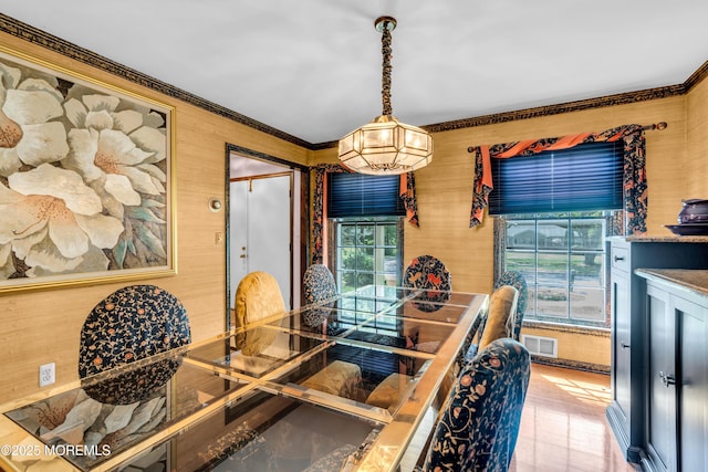 330 Green Grove Rd, Ocean Twp, NJ 07712 - dining space with crown molding and wood walls