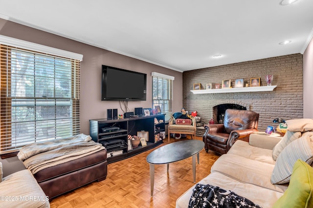 330 Green Grove Rd, Ocean Twp, NJ 07712 - living area featuring plenty of natural light, recessed lighting, and crown molding