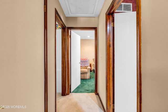 330 Green Grove Rd, Ocean Twp, NJ 07712 - corridor with light colored carpet and attic access