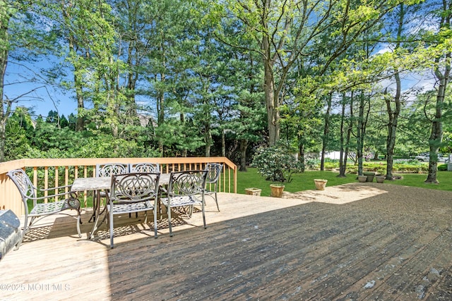 330 Green Grove Rd, Ocean Twp, NJ 07712 - wooden deck with outdoor dining space and view of scattered trees