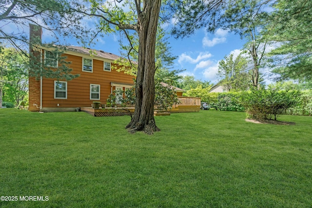 330 Green Grove Rd, Ocean Twp, NJ 07712 - view of grassy yard featuring a wooden deck