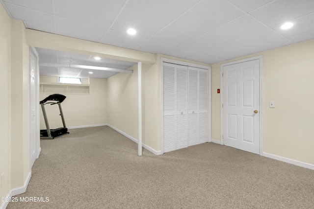 11 Adler Cir, Lumberton, NJ 08048 - below grade area featuring carpet flooring, a drop ceiling, baseboards, and recessed lighting