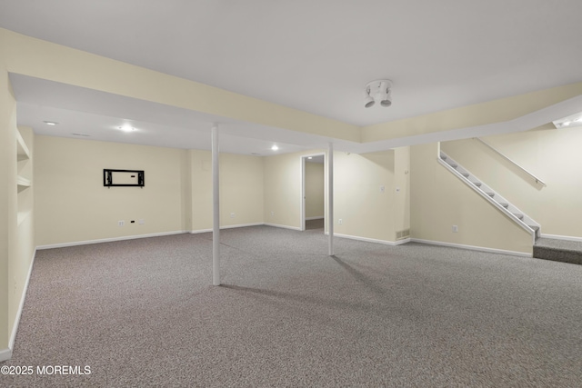 11 Adler Cir, Lumberton, NJ 08048 - finished basement with carpet floors, stairs, and baseboards