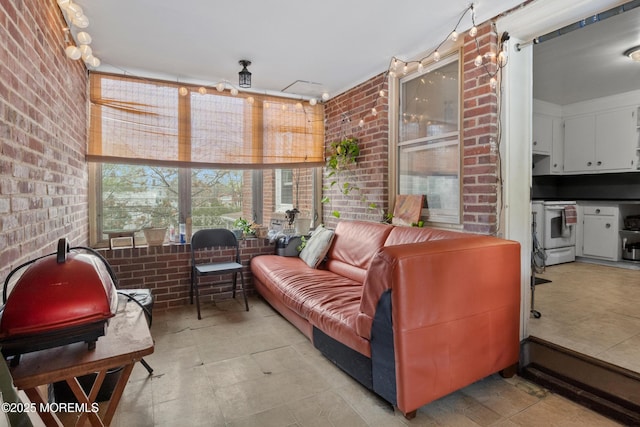 1020 Raritan Ave, Highland Park, NJ 08904 - sunroom featuring brick wall and an outdoor hangout area