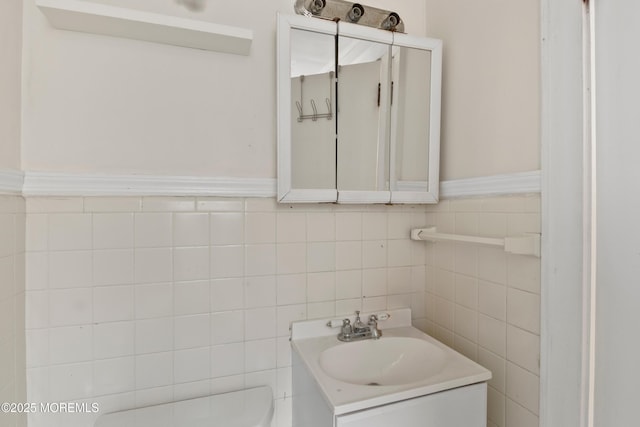1020 Raritan Ave, Highland Park, NJ 08904 - half bath with vanity, toilet, and tile walls