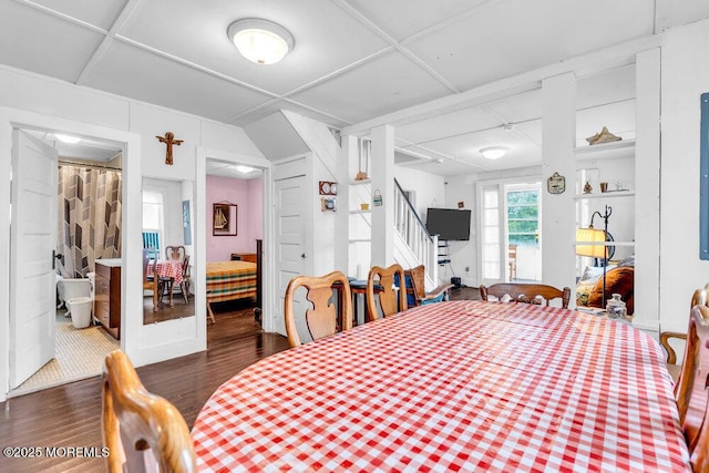 110 2nd Ave, Seaside Park, NJ 08752 - dining room featuring dark wood-type flooring and stairway