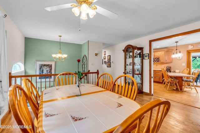 50 Darien Rd, Howell, NJ 07731 - dining space featuring a chandelier, light wood finished floors, and ceiling fan