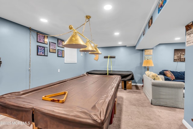 50 Darien Rd, Howell, NJ 07731 - rec room featuring billiards table, carpet floors, recessed lighting, and baseboards
