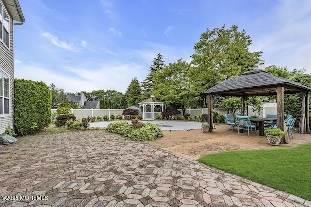 43 Saint Johns Dr, Freehold, NJ 07728 - fenced backyard featuring a gazebo and a patio area
