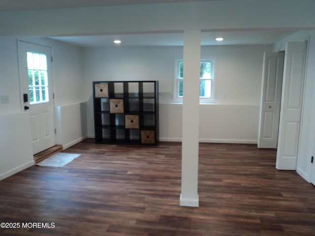 127 Hulick St, Long Branch, NJ 07740 - basement featuring recessed lighting, dark wood finished floors, and baseboards