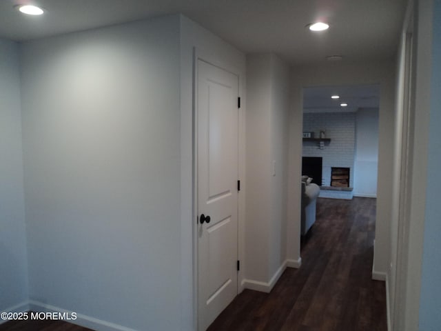 127 Hulick St, Long Branch, NJ 07740 - corridor featuring dark wood-style floors, baseboards, and recessed lighting