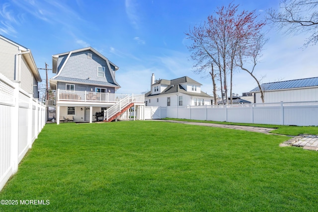 1204 River Rd, Belmar, NJ 07719 - back of house with stairs, a wooden deck, and a gambrel roof