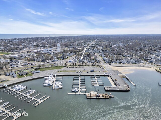 1204 River Rd, Belmar, NJ 07719 - drone / aerial view of numerous boat docks and a nearby body of water