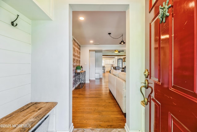 13 Poplar Ave, Fair Haven, NJ 07704 - foyer with wood finished floors, ceiling fan, and recessed lighting