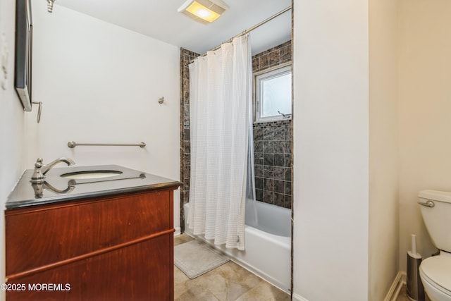 13 Poplar Ave, Fair Haven, NJ 07704 - full bathroom with toilet, vanity, shower / tub combo with curtain, and tile patterned floors