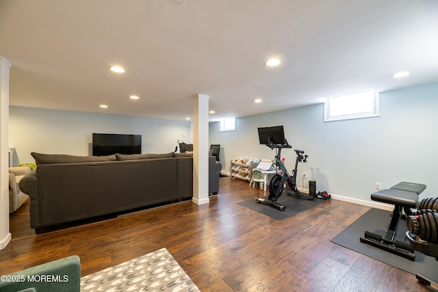 13 Poplar Ave, Fair Haven, NJ 07704 - workout room with healthy amount of natural light, recessed lighting, baseboards, and wood finished floors
