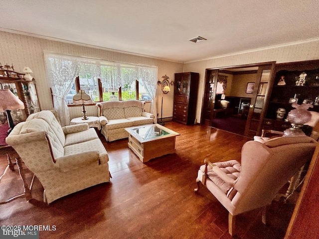 504 Windsor St, Forked River, NJ 08731 - living area featuring crown molding and wood finished floors