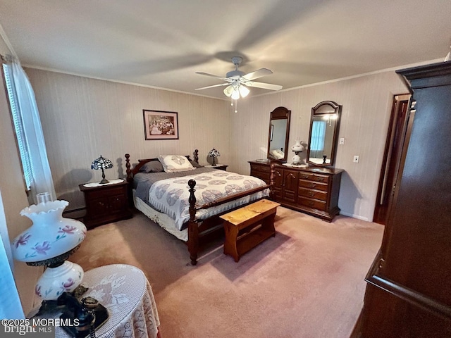504 Windsor St, Forked River, NJ 08731 - bedroom with ornamental molding, light carpet, and a ceiling fan