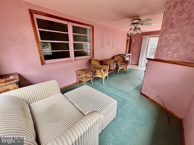 504 Windsor St, Forked River, NJ 08731 - interior space with carpet floors, a ceiling fan, and baseboards