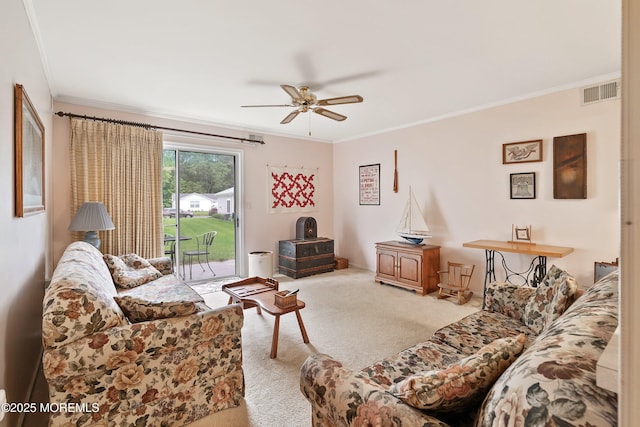 4 Olympus Way, Brick, NJ 08724 - carpeted living room featuring ceiling fan and crown molding