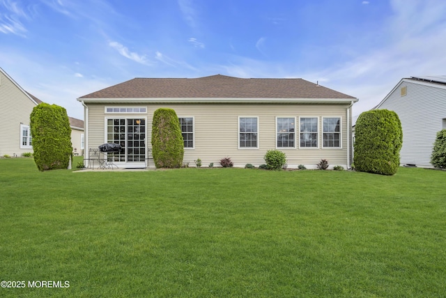 46 Pancoast Rd, Waretown, NJ 08758 - back of house with a lawn, a patio, and a shingled roof