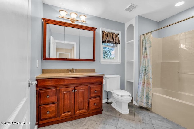 85 Main Bayway, Toms River, NJ 08753 - bathroom with toilet, shower / bath combo with shower curtain, vanity, and baseboards
