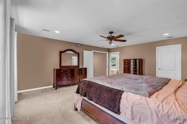 85 Main Bayway, Toms River, NJ 08753 - bedroom with light colored carpet, baseboards, recessed lighting, and ceiling fan