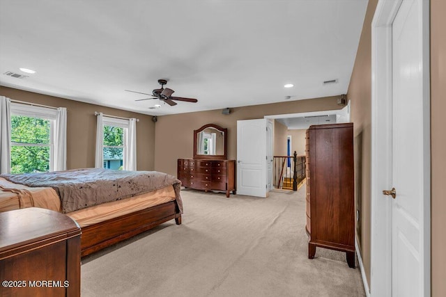 85 Main Bayway, Toms River, NJ 08753 - bedroom featuring light colored carpet, recessed lighting, and a ceiling fan