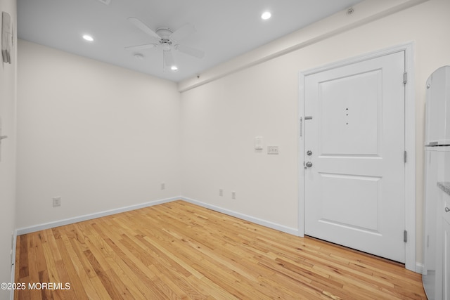 803 Ocean Ave Unit 7, Bradley Beach, NJ 07720 - empty room with light wood finished floors, a ceiling fan, recessed lighting, and baseboards