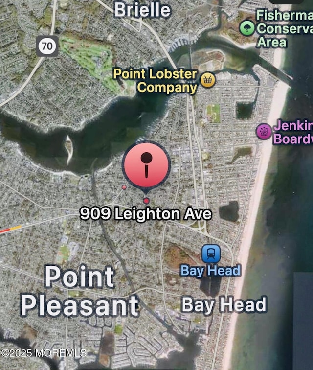 909 Leighton Ave, Point Pleasant, NJ 08742 - aerial map of property and surrounding area