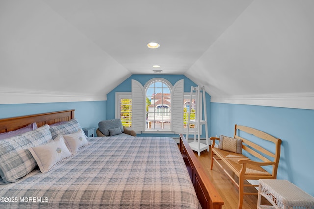 842 E Ave, Bay Head, NJ 08742 - bedroom with wood finished floors and vaulted ceiling