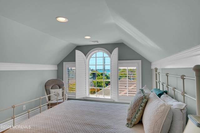 842 E Ave, Bay Head, NJ 08742 - bedroom featuring vaulted ceiling and recessed lighting