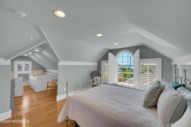 842 E Ave, Bay Head, NJ 08742 - bedroom with vaulted ceiling, light wood finished floors, and baseboards