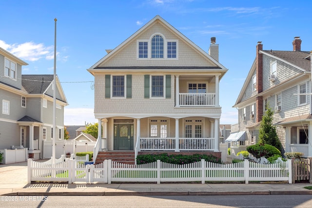 842 E Ave, Bay Head, NJ 08742 - view of front of home featuring covered porch, a fenced front yard, and a gate