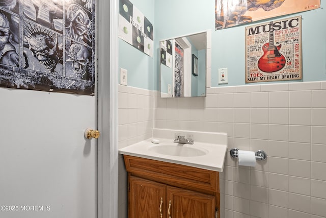 175 W Shore Ave, Bogota, NJ 07603 - bathroom with vanity and tile walls