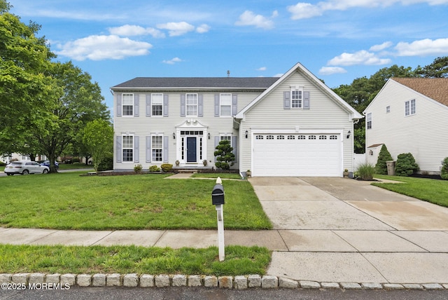 10 Butternut Ln, Bayville, NJ 08721 - colonial-style house with driveway, a front lawn, and a garage
