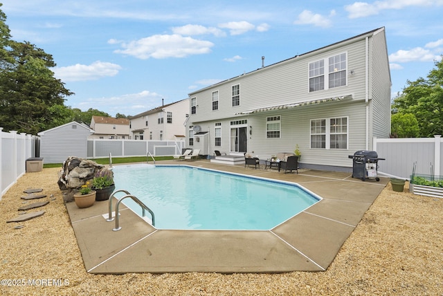 10 Butternut Ln, Bayville, NJ 08721 - view of pool with a grill, a patio, and a fenced backyard