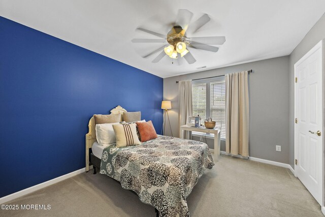 10 Butternut Ln, Bayville, NJ 08721 - carpeted bedroom featuring baseboards and ceiling fan