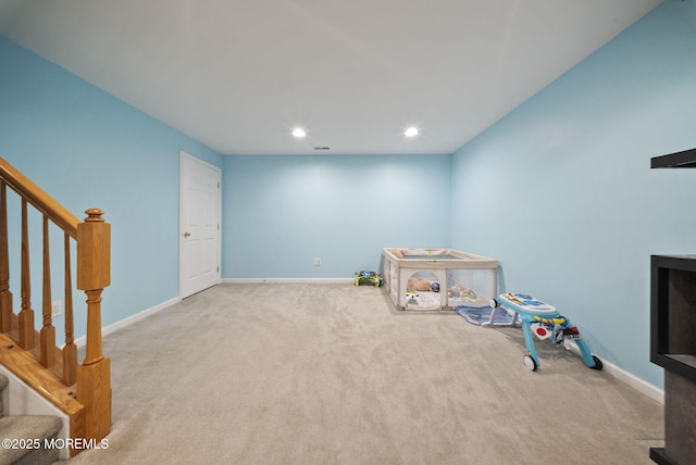 10 Butternut Ln, Bayville, NJ 08721 - recreation room featuring carpet, baseboards, and recessed lighting