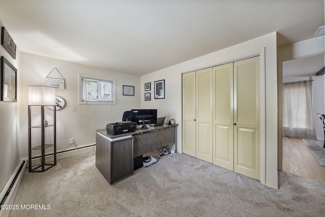 69 Helen Ave, Freehold, NJ 07728 - home office featuring baseboard heating, carpet flooring, and baseboards